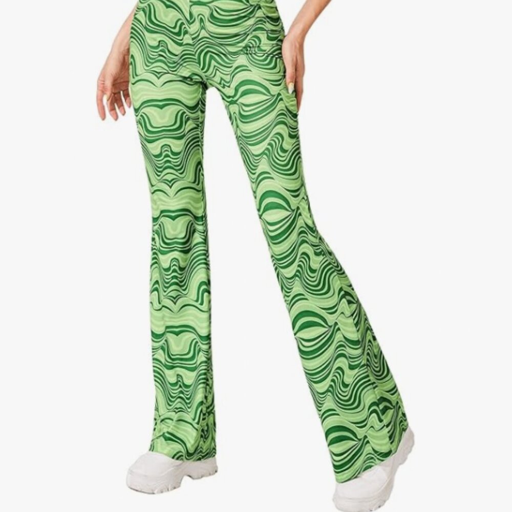 Printed high waisted flare pants